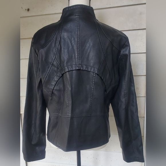 Tanming XL back faux‎ leather moto zipper lined jacket - Picture 7 of 12